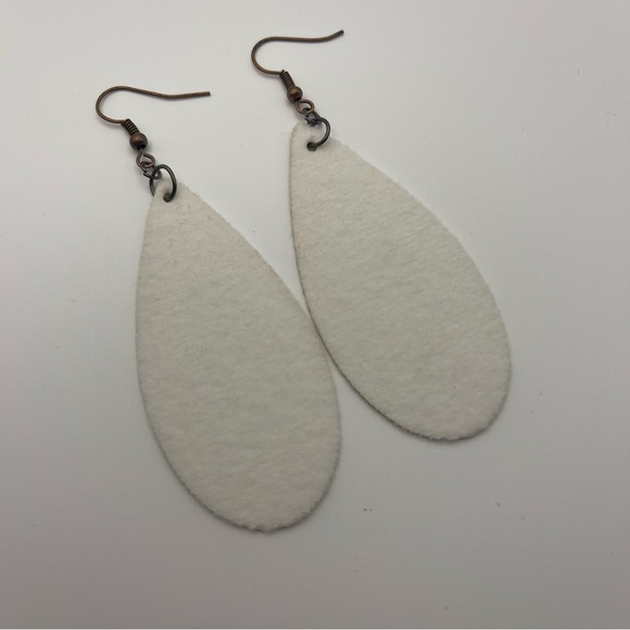Gold Faux Leather teardrop Earrings - Picture 3 of 5